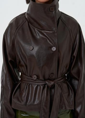 Женская куртка из эко кожи с поясом