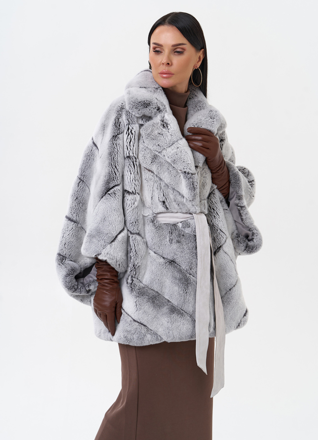 Шуба из меха кролика с английским воротником  модель № 29210 универмаг малина