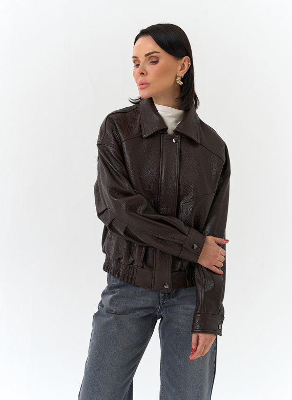 Женская куртка бомбер из натуральной кожи