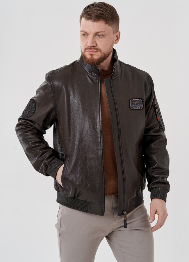 Мужская куртка из натуральной кожи  модель № 24393 универмаг малина