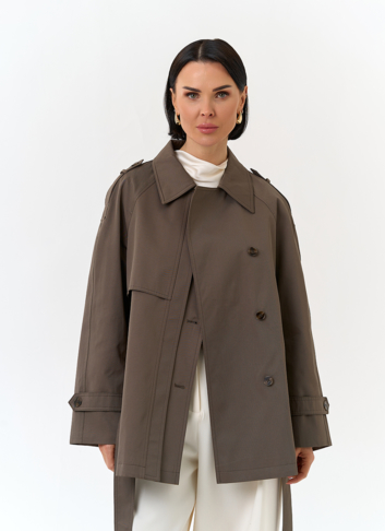 Женский укороченный плащ с поясом Женский укороченный плащ с поясом