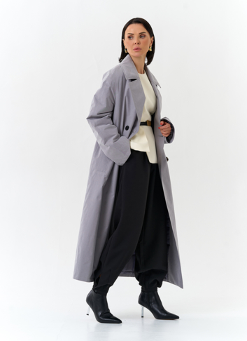 Женский утепленный плащ с английским воротником