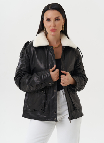 Утепленная куртка-пилот из натуральной кожи