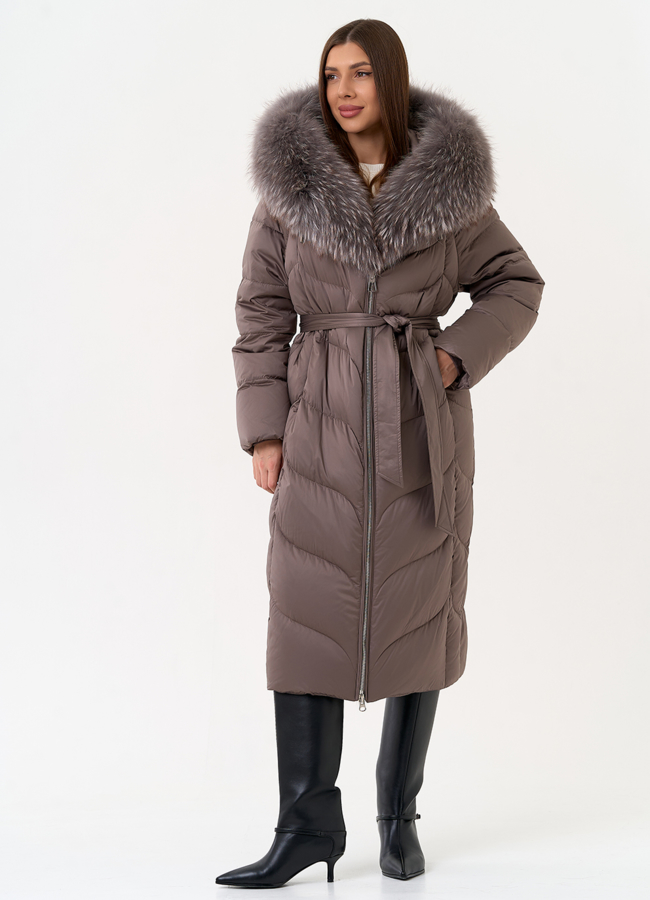 Женский пуховик с отделкой из меха лисы модель № 31695 в рассрочку