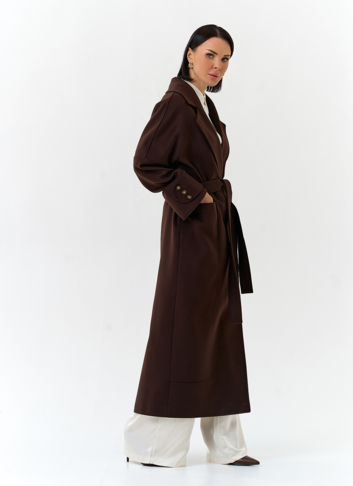 Женское длинное пальто с английским воротником