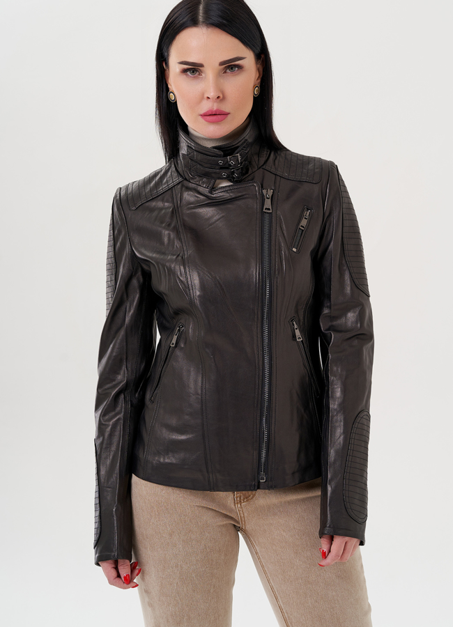 Женская кожаная куртка модель № 10634 универмаг малина