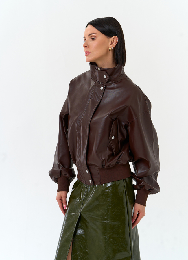 Женская куртка бомбер из эко кожи модель № 33155 универмаг малина