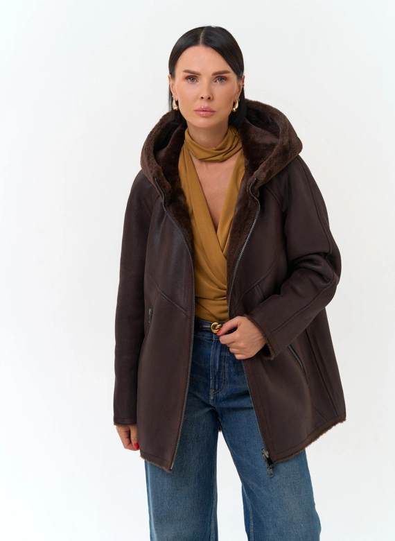 Женская дубленка из эко замши