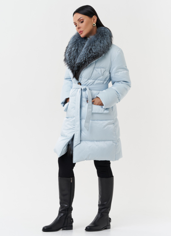 Пуховик с капюшоном из меха лисы