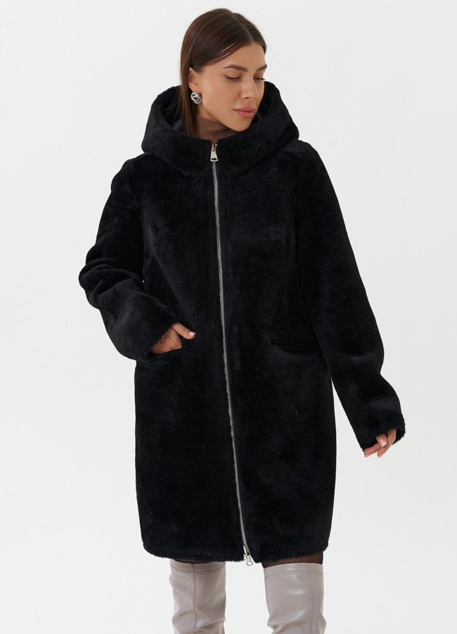 Двухсторонняя дубленка из эко кожи модель № 27765 универмаг малина