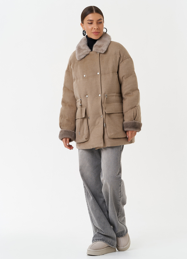 Полупальто с отделкой из меха норки модель № 28834 в рассрочку