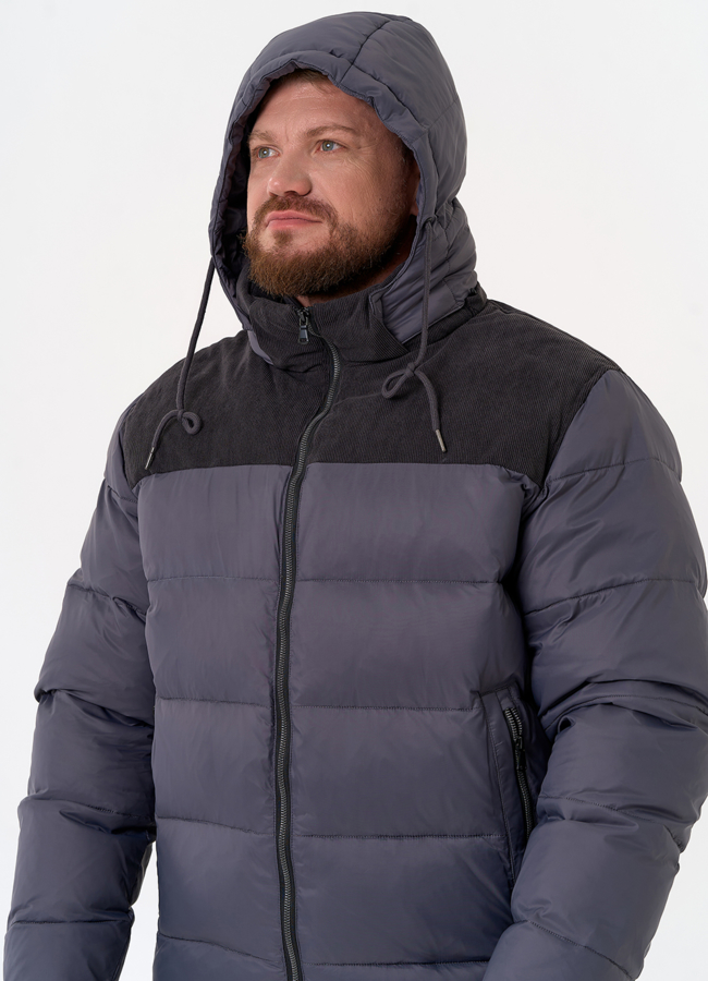 Мужской пуховик с отделкой из вельвета модель № 31470 универмаг малина