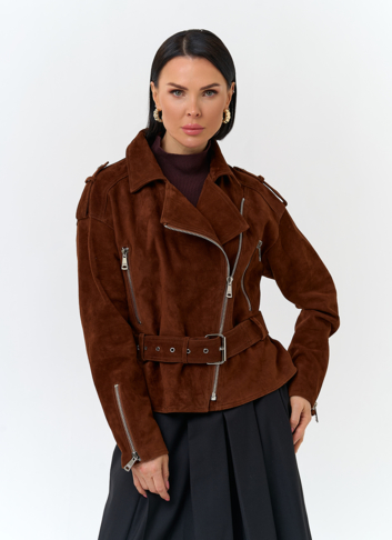 Куртка из натуральной замши с поясом