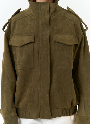 Женская куртка бомбер из эко замши