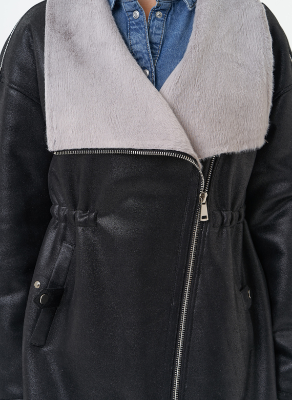 Женская дубленка из эко замши 