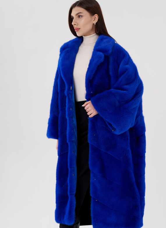 Норковая шуба с английским воротником 