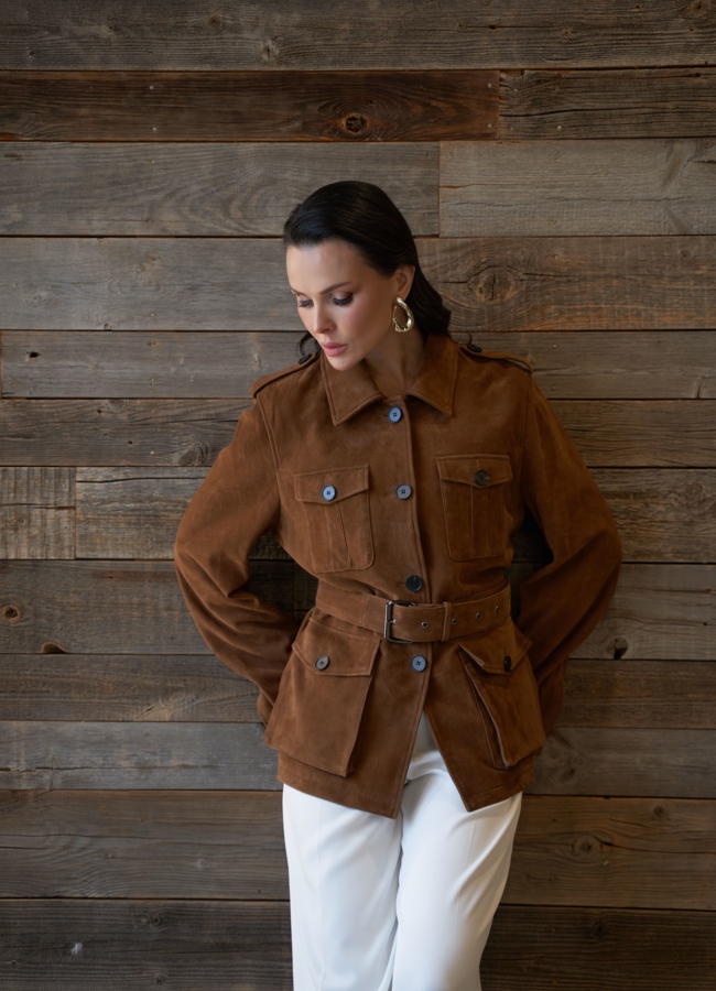 фото Куртка - сафари женская из натуральной замши модель № 29922