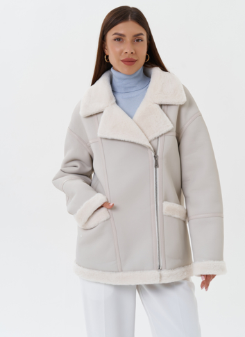 Женская эко дубленка с эко мехом