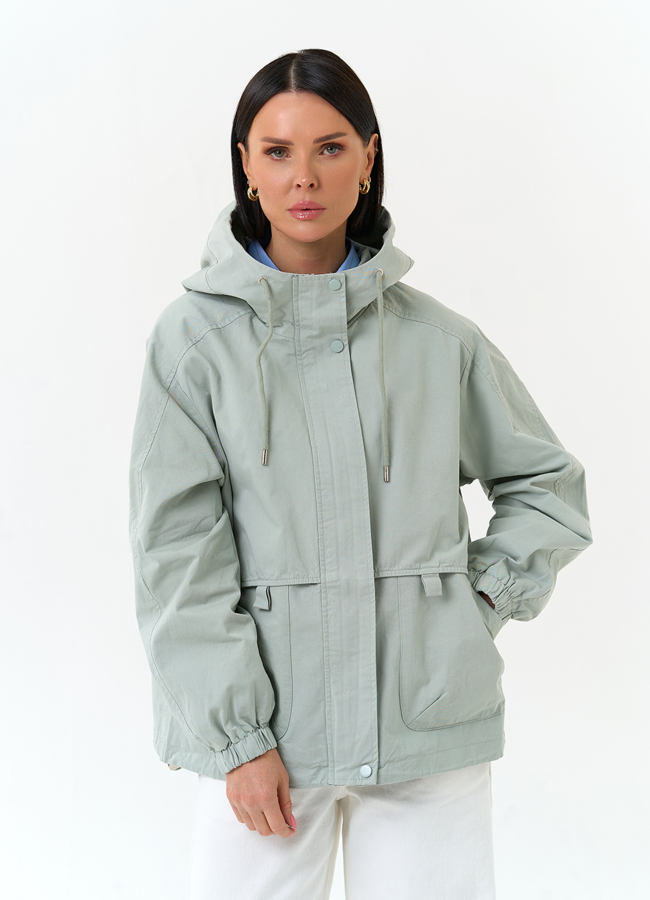 Женская ветровка с капюшоном модель № 33119 меха малина