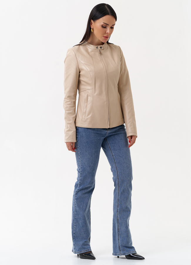 фото Светлая кожаная куртка модель № 75140