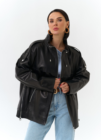 Куртка из натуральной кожи с воротником стойка Куртка из натуральной кожи с воротником стойка