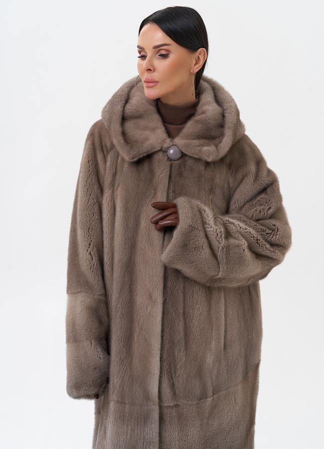 Норковая шуба с капюшоном  модель № 29095 в рассрочку