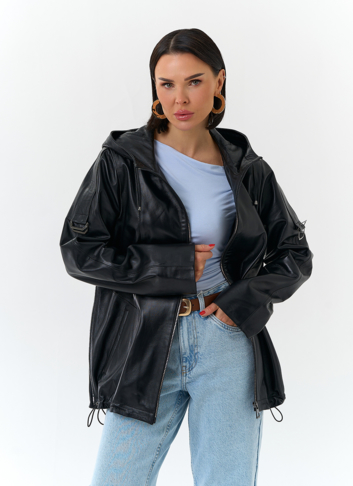 Женская куртка из натуральной кожи с капюшоном Женская куртка из натуральной кожи с капюшоном