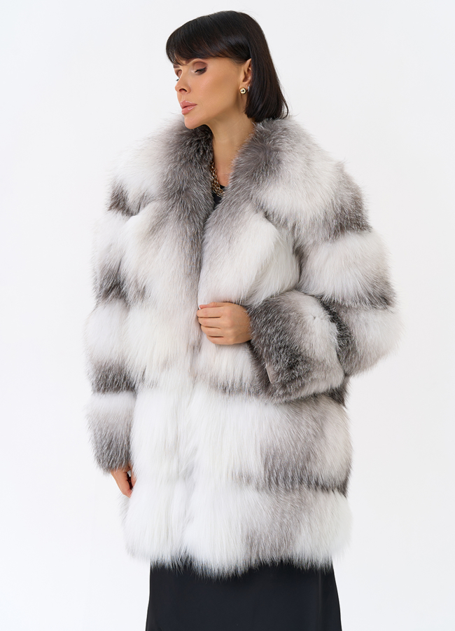 Шуба из белой лисы модель № 2521 универмаг малина