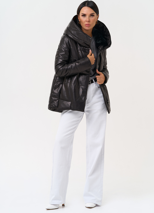 Теплая куртка из натуральной кожи модель № 75324 универмаг малина