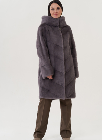 Шуба из норки с капюшоном 