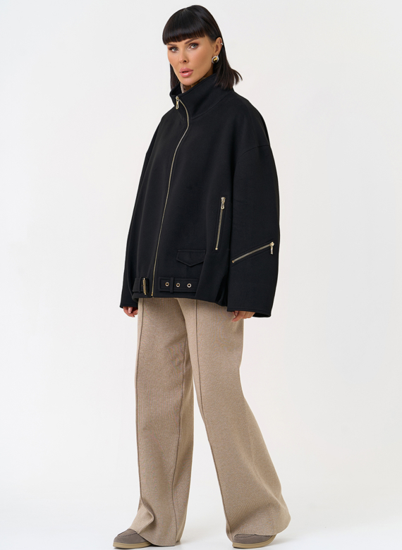 Женское пальто бомбер с воротником стойкой