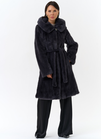 Норковая шуба с поясом