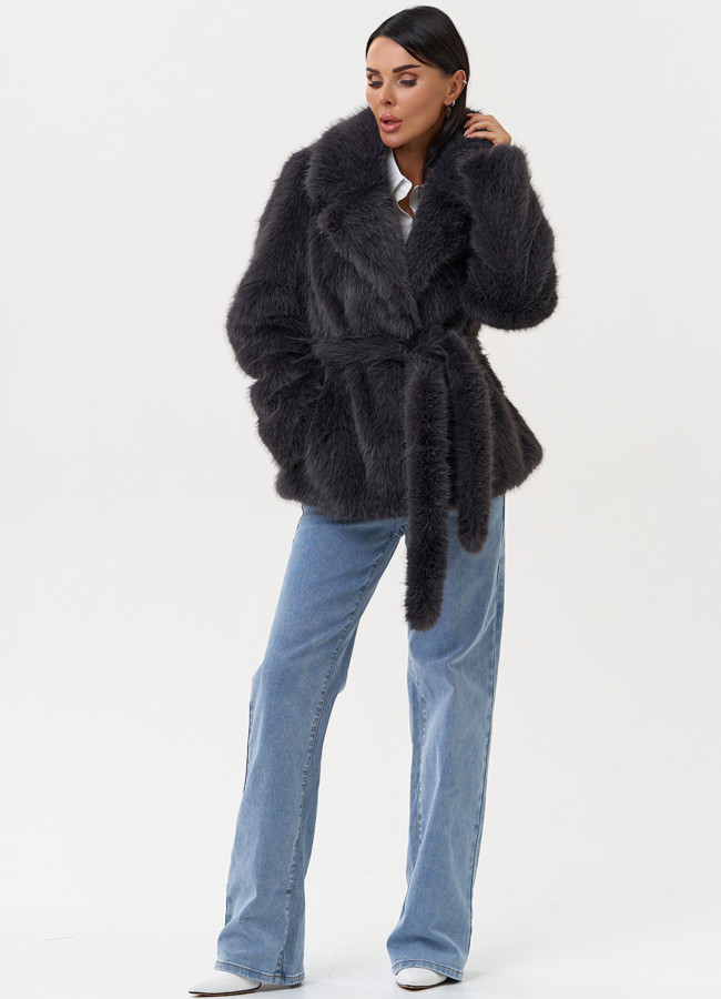 Женская шуба из эко меха с английским воротником модель № 31241 универмаг малина