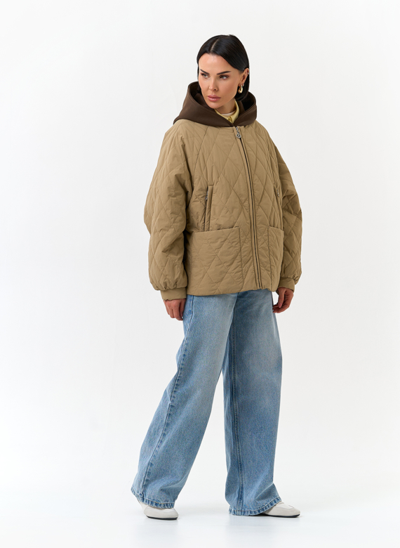 Женская куртка с трикотажным капюшоном