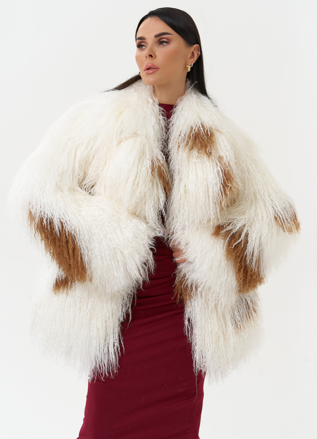 Женская шуба из меха ламы модель № 30634 универмаг малина