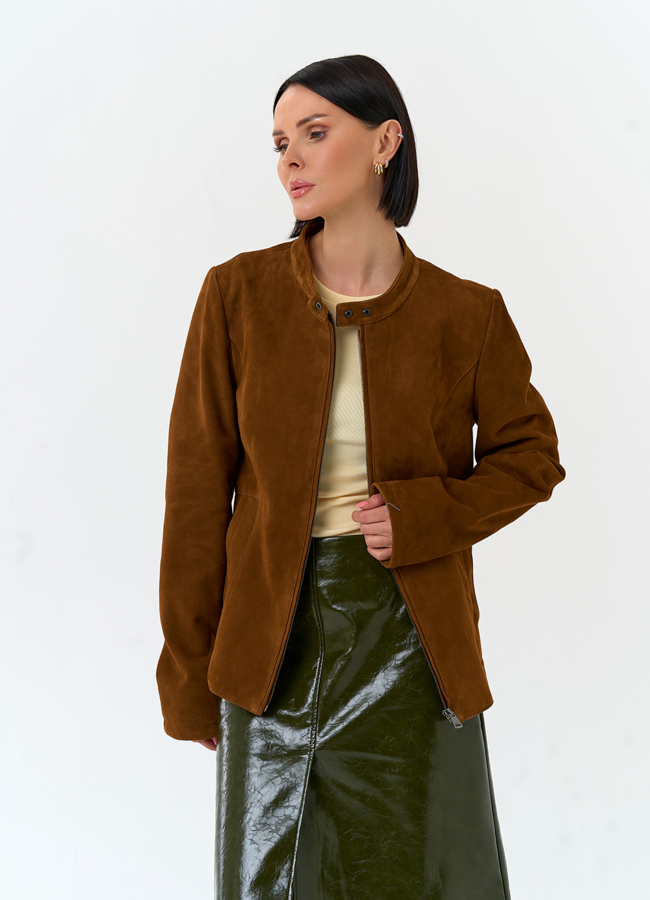 Женская куртка мото из натуральной замши модель № 33140 в рассрочку