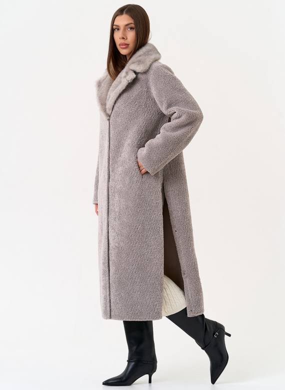 Женская двухсторонняя дубленка из эко замши