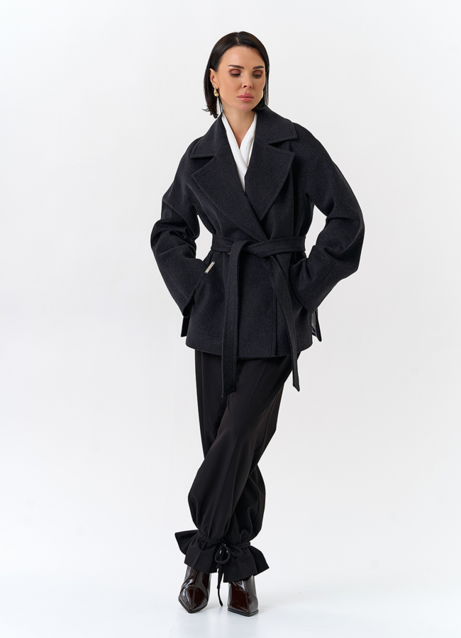 Женское укороченное пальто с английским воротником модель № 32512 универмаг малина