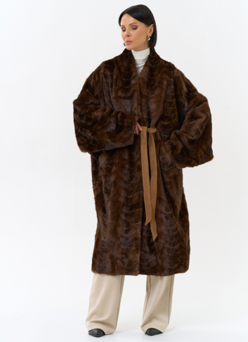 Шуба из меха норки с поясом Шуба из меха норки с поясом