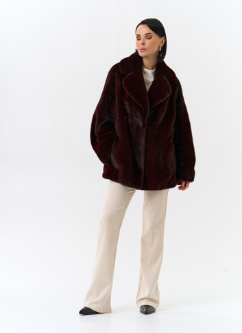 Женская шуба из скандинавской норки с английским воротником