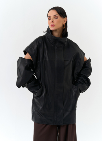 Женская куртка из натуральной кожи со съемными рукавами Женская куртка из натуральной кожи со съемными рукавами