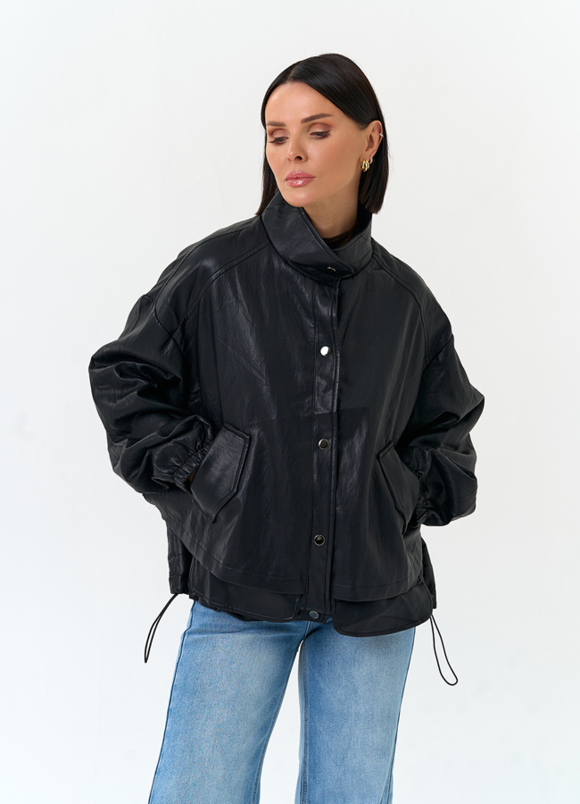 Женская объемная куртка из эко кожи модель № 33153 в кредит