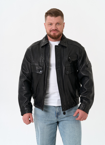 Мужская куртка бомбер из натуральной кожи