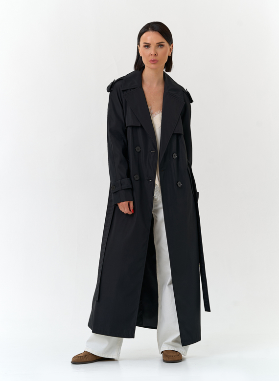 Женский длинный плащ с поясом