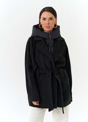 Женское пальто со съемный капюшоном