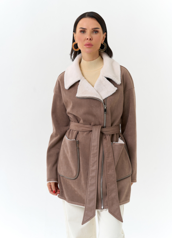 Женская дубленка из эко замши