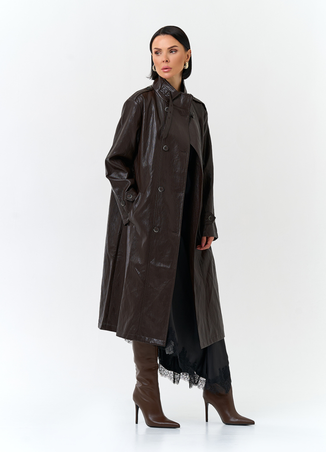 Женский плащ из эко кожи модель № 32849 универмаг малина