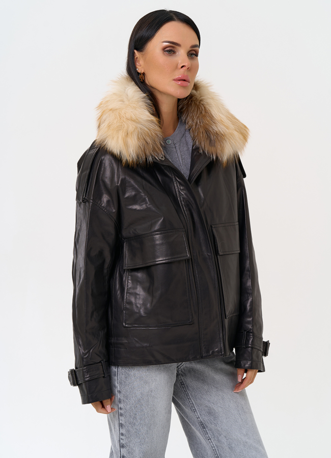 Куртка из натуральной кожи с мехом модель № 23443 универмаг малина