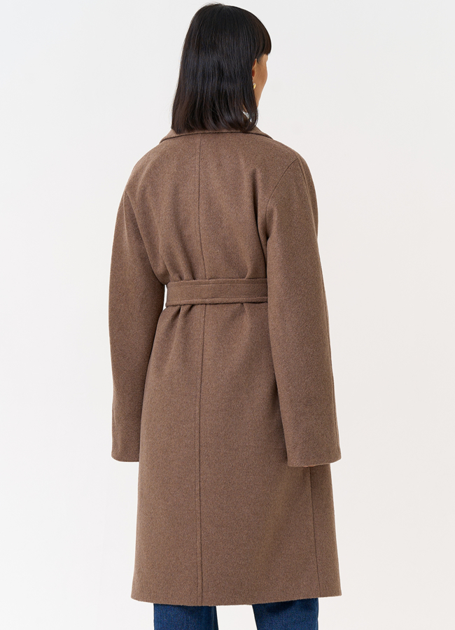 Женское двубортное пальто с поясом  модель № 31418 в кредит