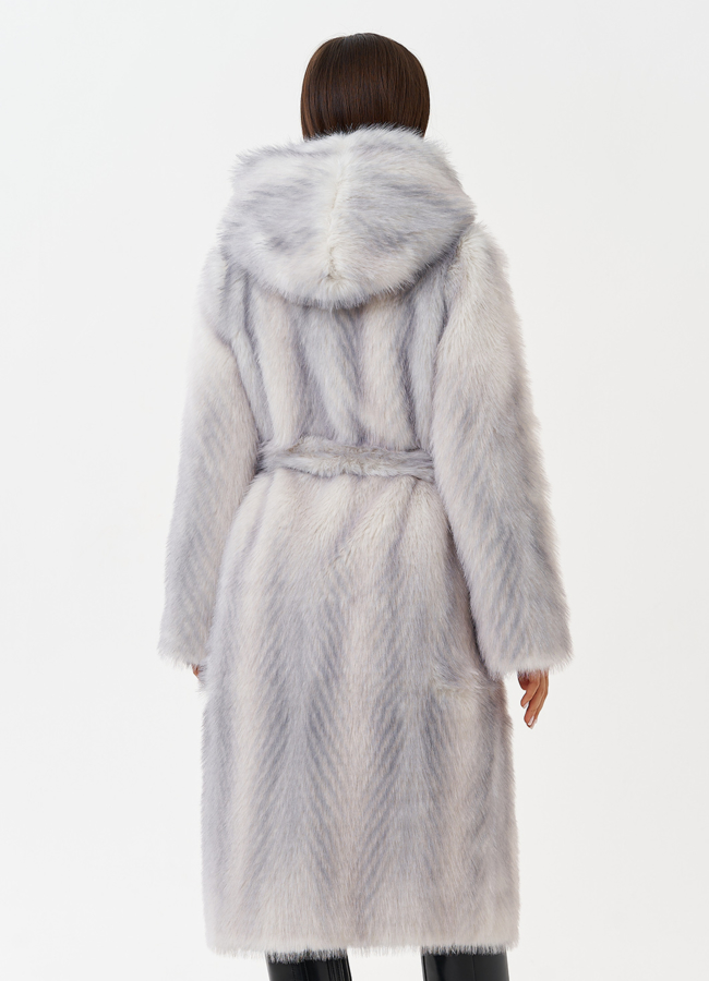 Длинная эко шуба с градиентом модель № 28645 универмаг малина